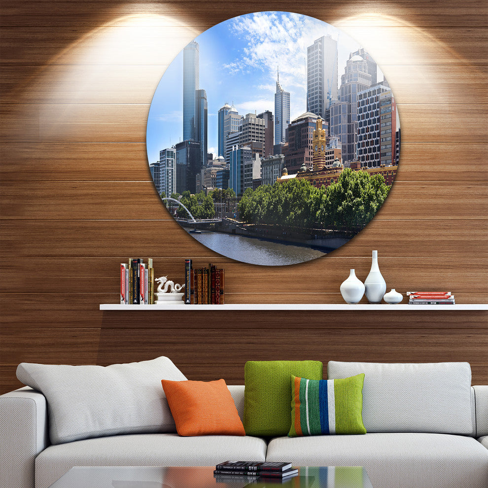 Melbourne City Victoria Cityscape, Photo Disc Metal Artwork, 38"
