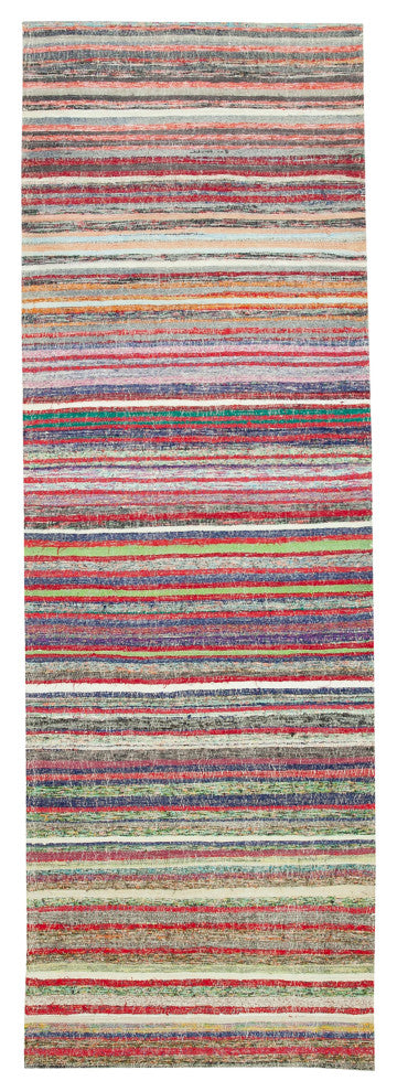 Rug N Carpet - Hand-knotted Turkish 3' 9" x 11' 5" Vintage Runner Kilim Rug