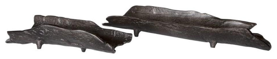 Uttermost Caryn Contemporary Aluminum Tray in Black Nickel (Set of 2)