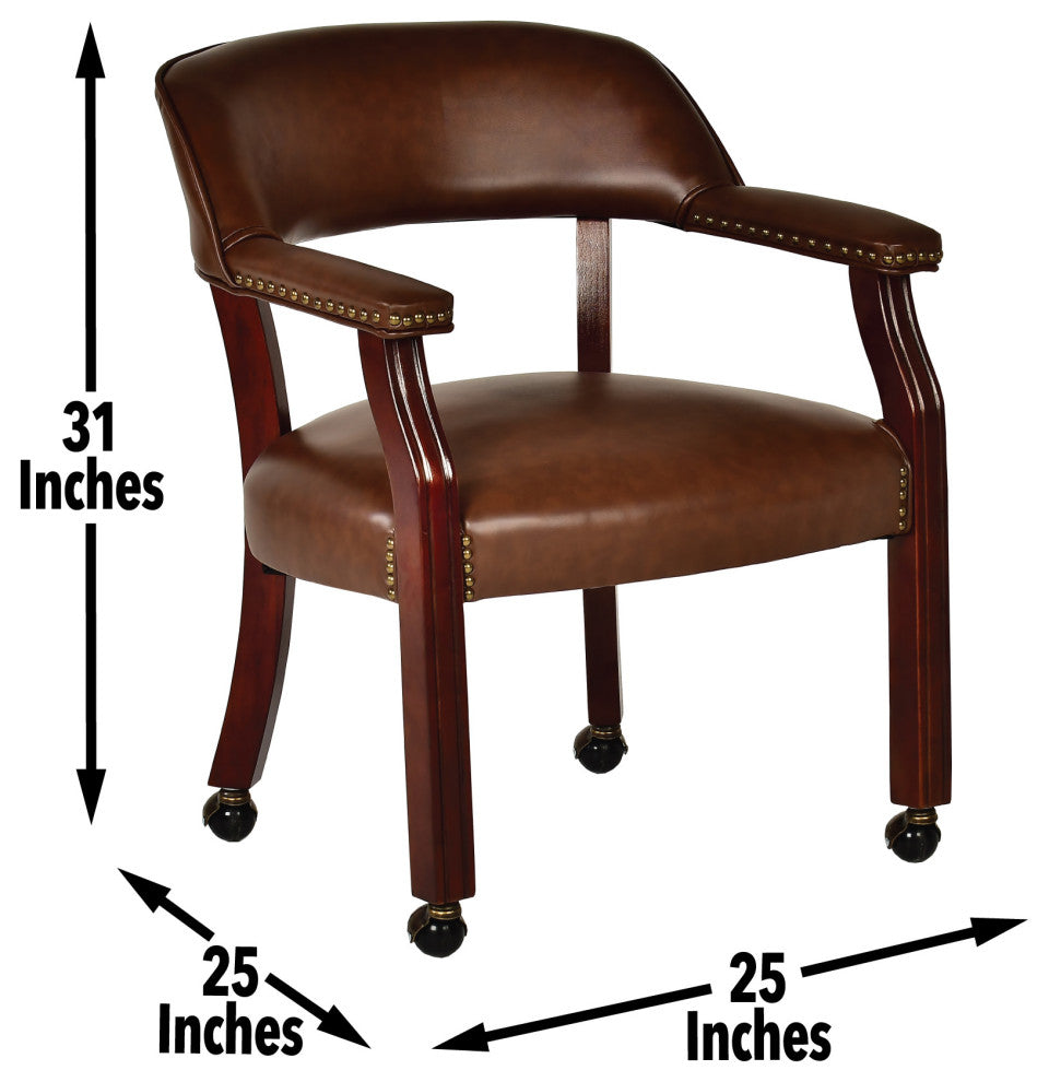 Tournament Captains Chair With Casters, Brown