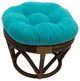 18" Round Solid Micro Suede Tufted Footstool Cushion, Aqua Blue