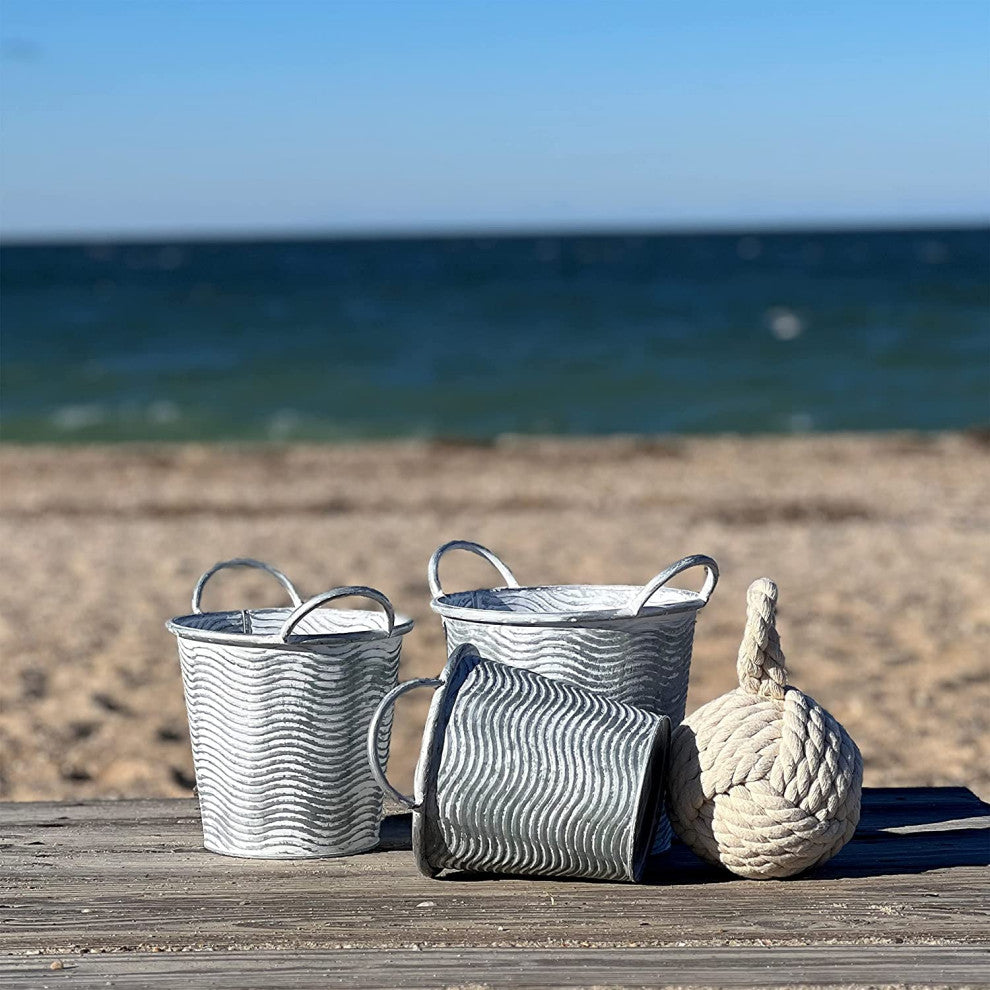 3 Piece Corrugated Wave Planter Set