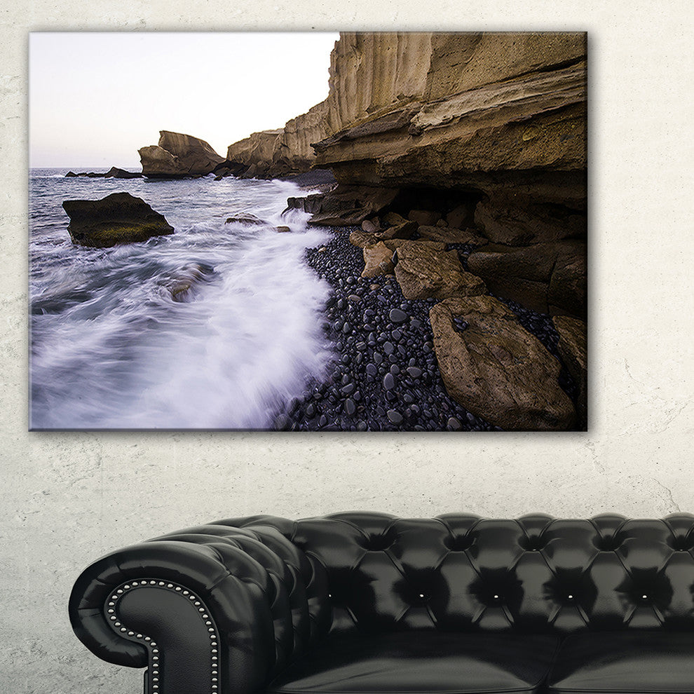 "Rolling Stones at Beach" Seashore Canvas Photo Print, 1 Panel, 60"x28"