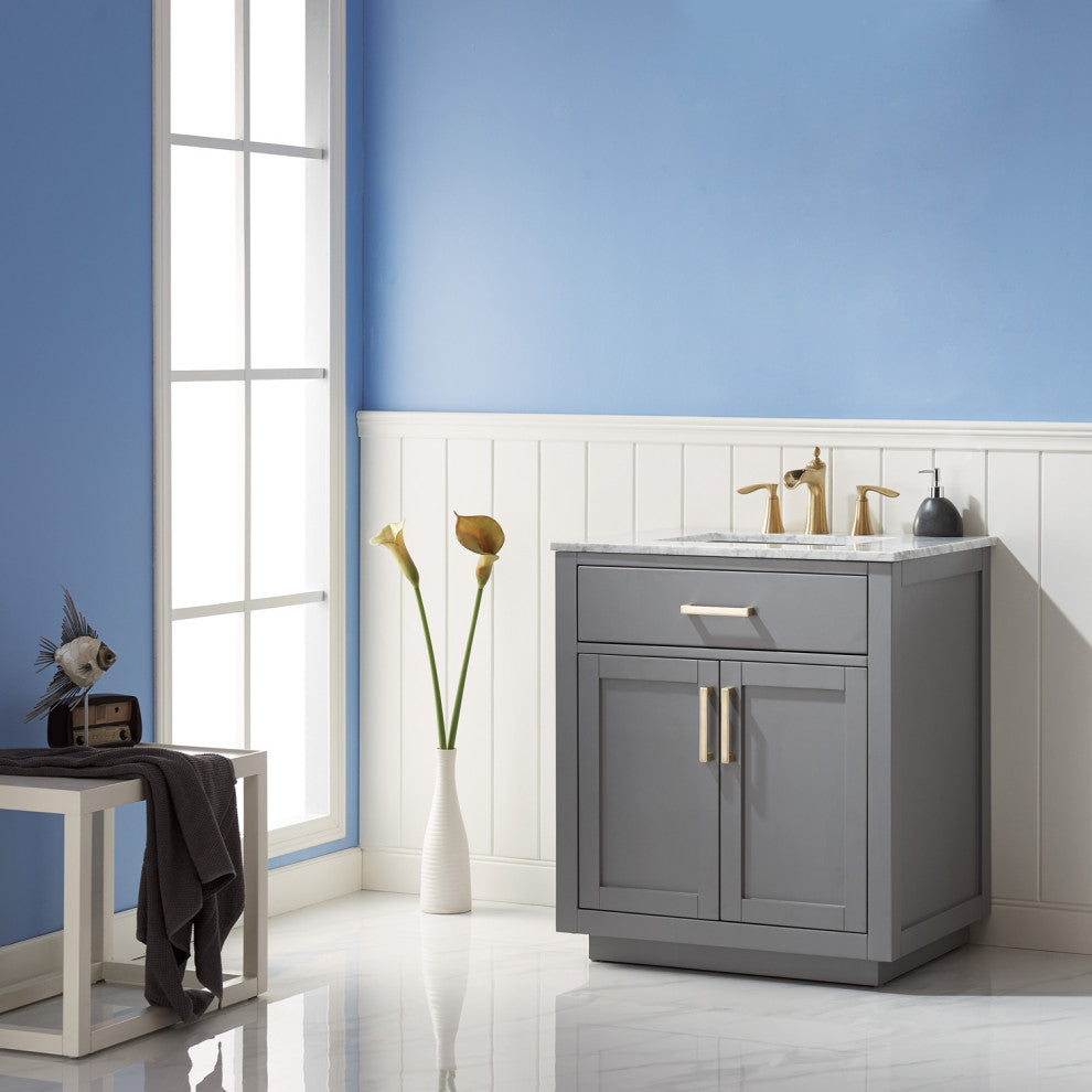 Ivy Gray Bathroom Vanity Set, 30", Without Mirror