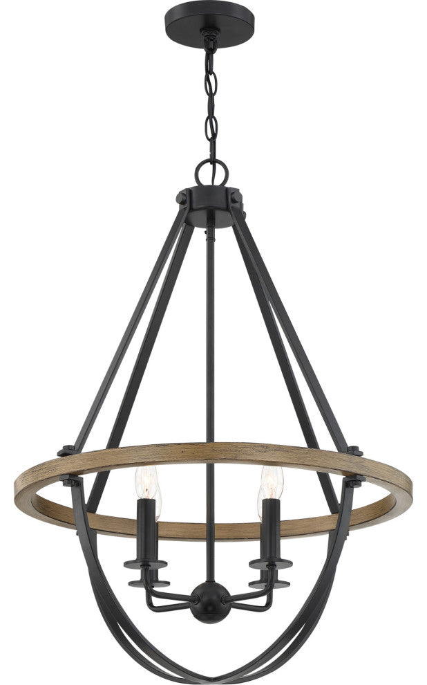 Quoizel BRL2823 Bartlett 4 Light 22"W Taper Candle Chandelier - Earth Black