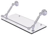 Dottingham 18" Floating Glass Shelf with Gallery Rail, Satin Chrome
