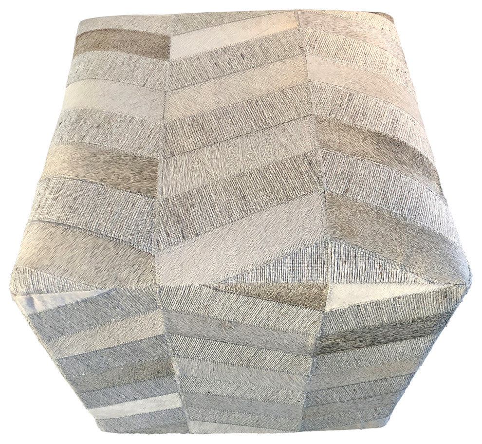 Decor Maisonette Geometric Pouf Caleb, Brown, 18"