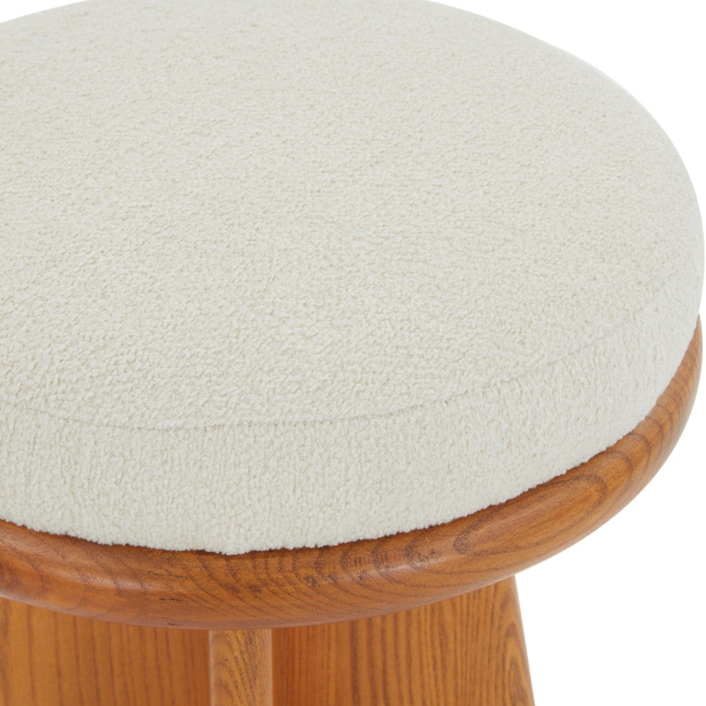 Safavieh Couture Bellarita Round Swivel Barstool, Ivory/Walnut