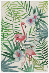 "Tropical Flamingos III" Floater Framed Painting Print on Canvas, 24"x36"