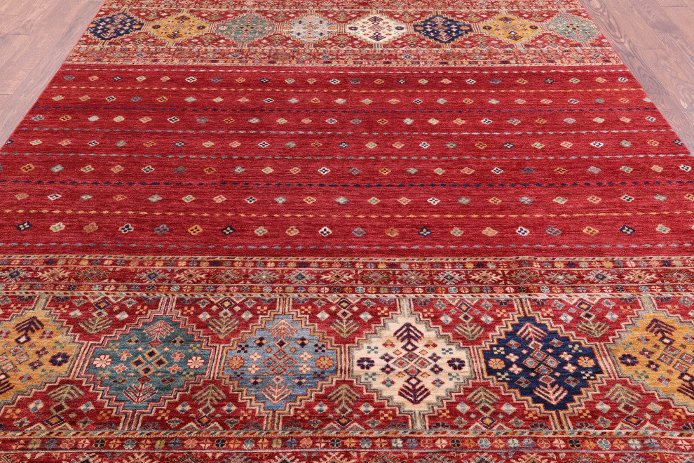 7' 8" X 9' 9" Khorjin Super Kazak Handmade Wool Rug Q5252