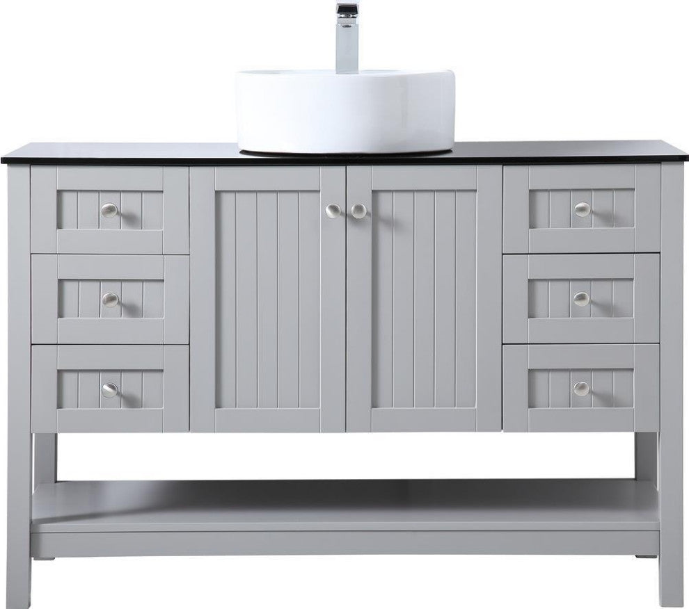 48" Gray Tempered Glass Vanity