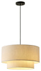Modern Off-White Drum Pendant Light with 2-Tier Linen Fabrics Lampshade