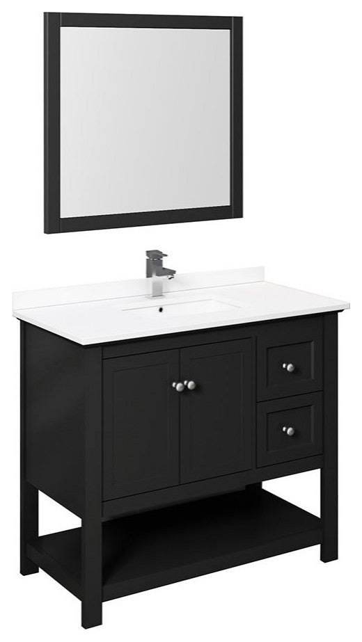 Manchester Traditional 40" Black Bathroom Vanity Set, Faucet-Fft1030ch
