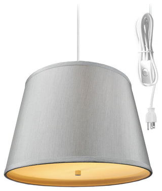 2 Light Swag Plug-In Pendant 16"w 16"w Bavarian Gray with Diffuser, White Cord