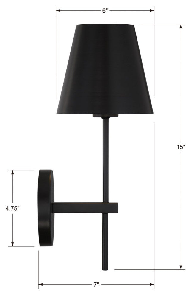 Crystorama Xavier 1 Light Wall Sconce XAV-B8321-MK, Matte Black