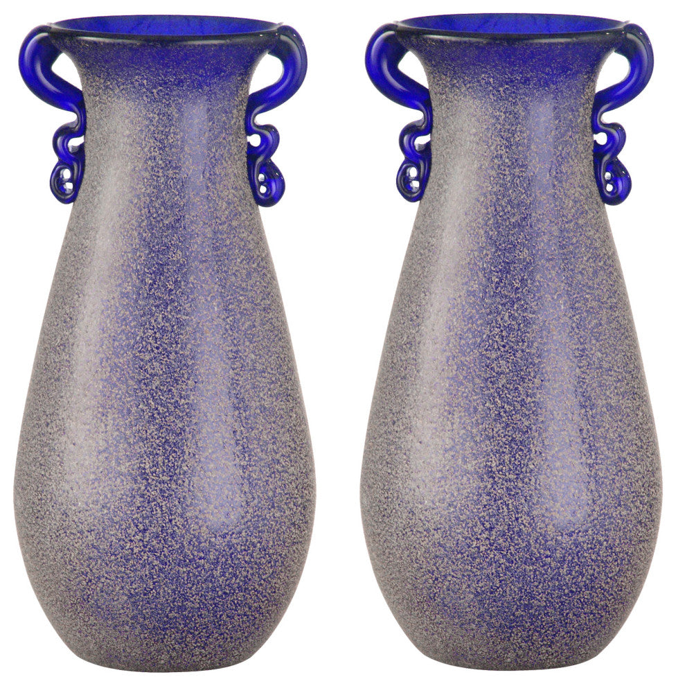 Springdale 9" Morgana 2-Piece Hand Blown Art Glass Vase Set
