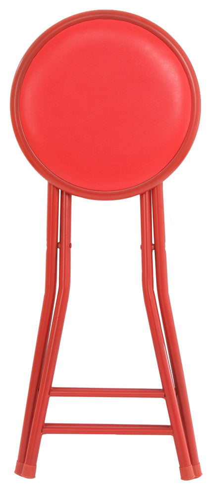 Trademark Home Collection 24 x 14 Cushioned Folding Stool, Red