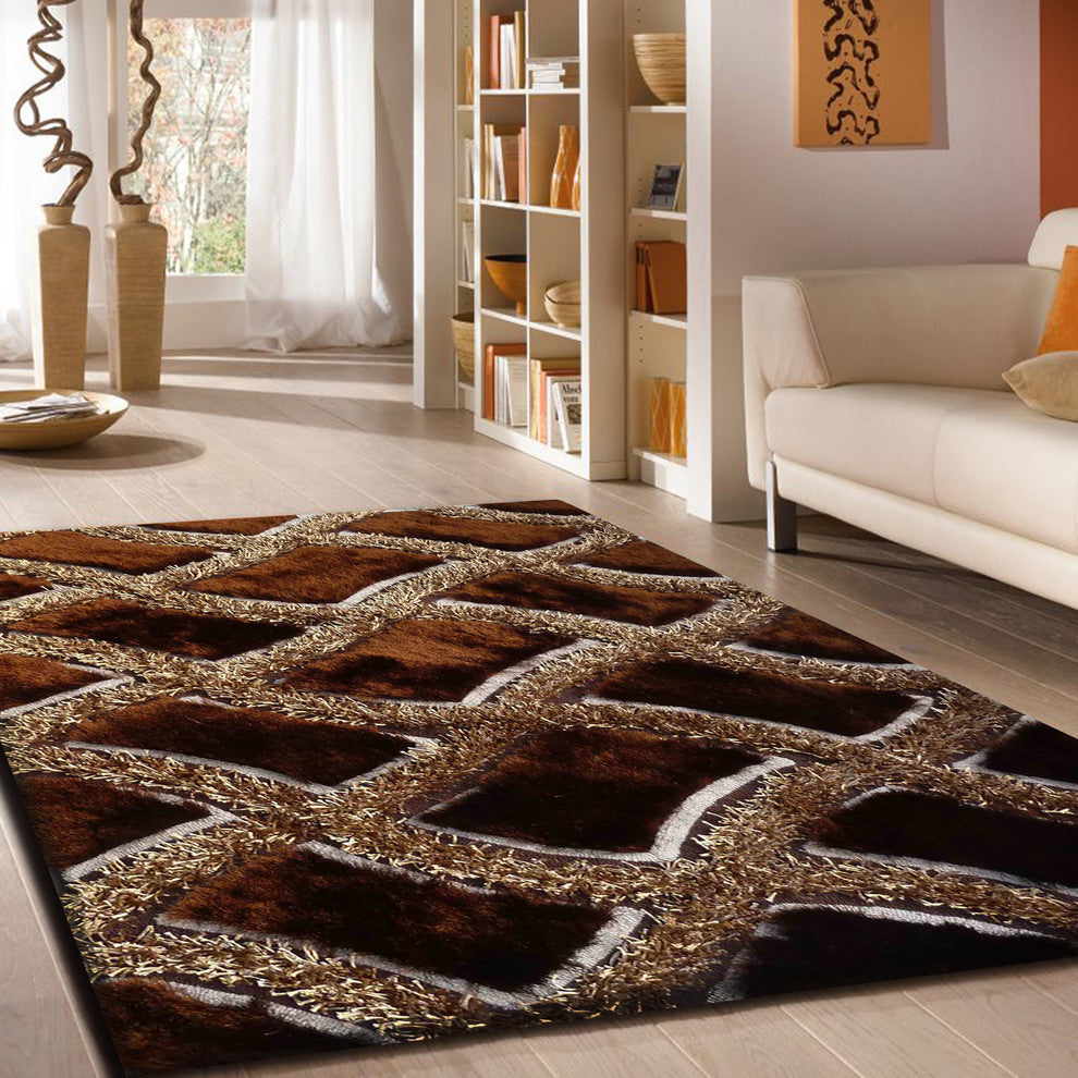 4'x6' Shaggy Brown Area Rug For Indoor Bedroom