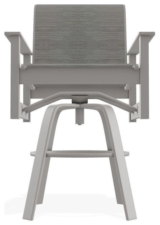 Leeward Sling Bar Height Outdoor Swivel Armchair, Sicily/Warm Gray
