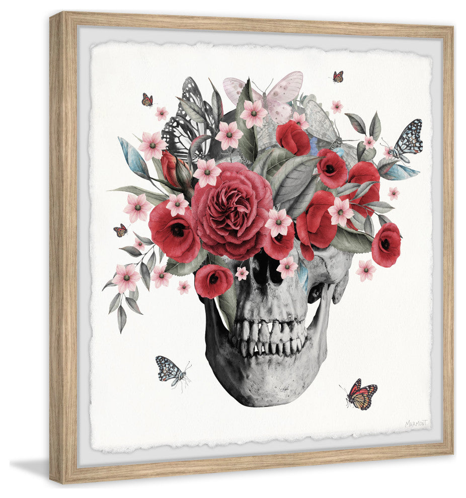 "Flowers and a Skull" Framed Painting Print, 12x12