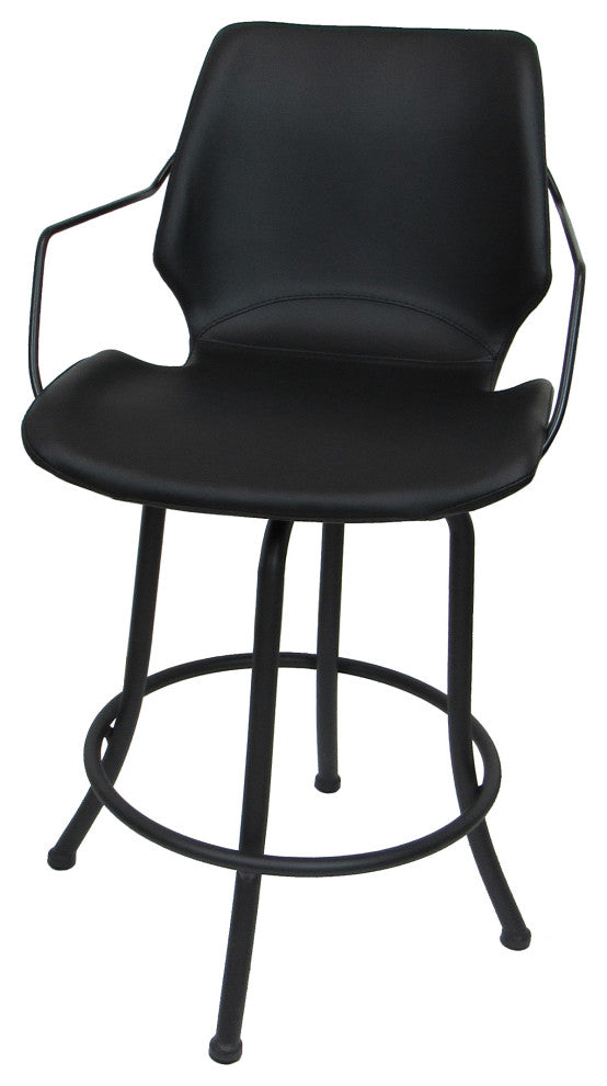 Swivel Metal Counter 26" 30" or 34" Bar Stool - Asheville, Black - Black, 34"
