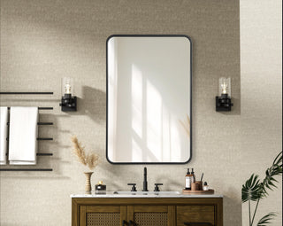 Home Living Contour Metal Rectangle Mirror 24x36, Black