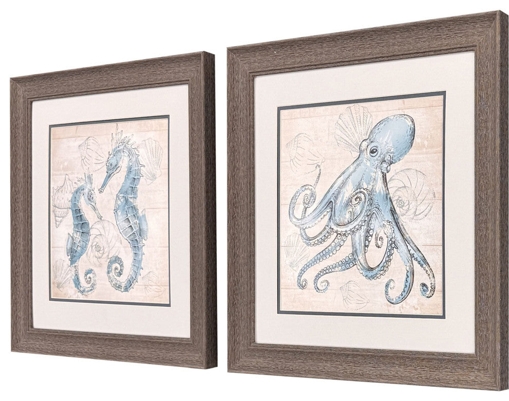 Water Creatures Framed Art, 2-Piece Set