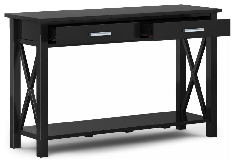 Kitchener Solid Wood 47" Contemporary Console Sofa Table, Black
