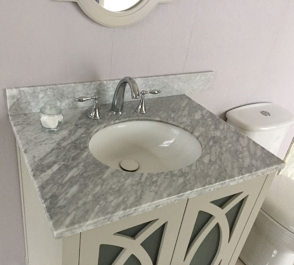 Marina Single-Sink Vanity, Light Gray, White Carrara Top, 30"