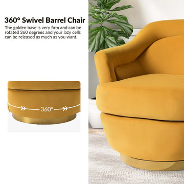 Burkhard Swivel Barrel Chair With Metal Base Set of 2, Mustard