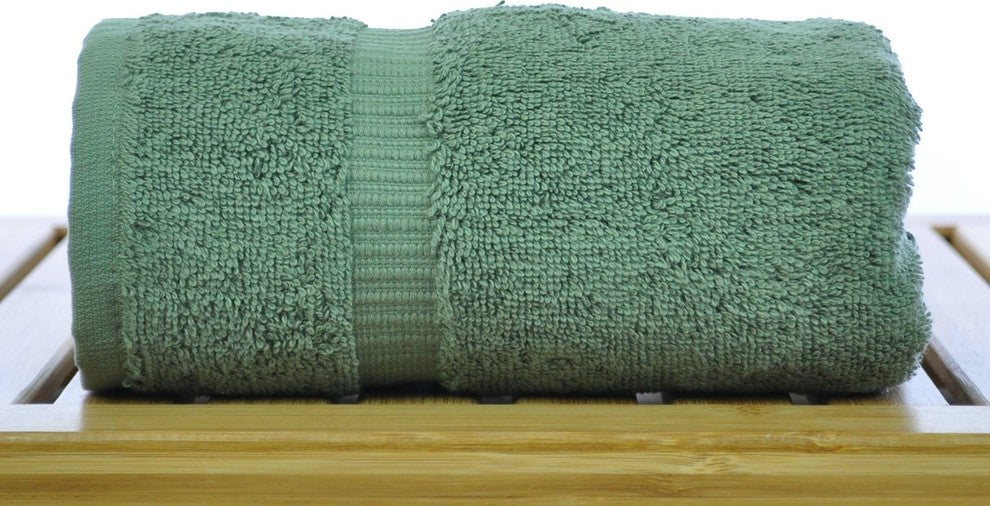 Dobby Border Luxury Hotel and Spa Hand Towel, Set of 6, Moss