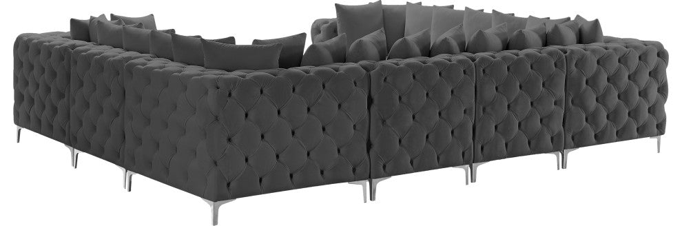 Tremblay Velvet Upholstered 8-Piece Modular U-Shaped Sectional, Grey