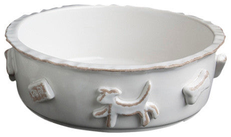 Small Dog Food, Water Bowl, French White
