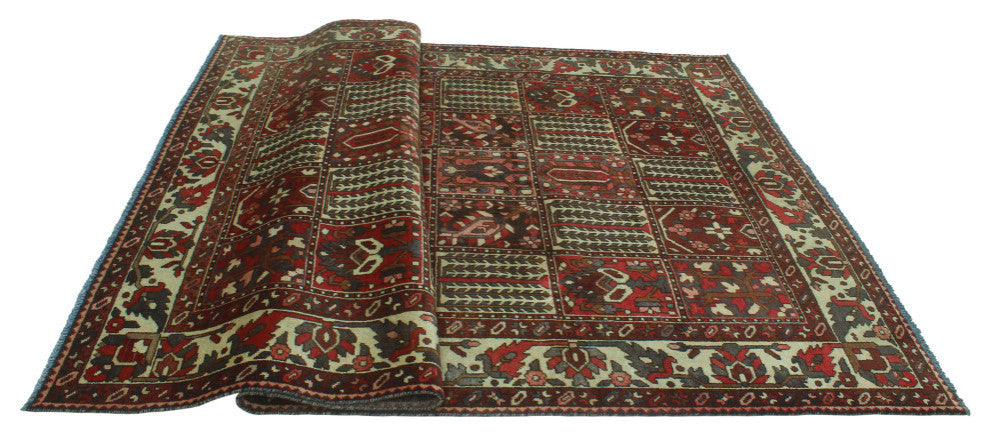 Fine Vintage Distressed Forest Red/Beige Rug, 6'10x10'3
