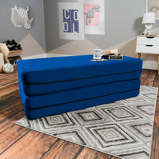 Zipline Big Kids Modular Sofa and Ottoman, Blueberry