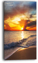 "Yellow Sunset Over Gloomy Beach" Modern Beach Canvas Art Print, 16"x32"