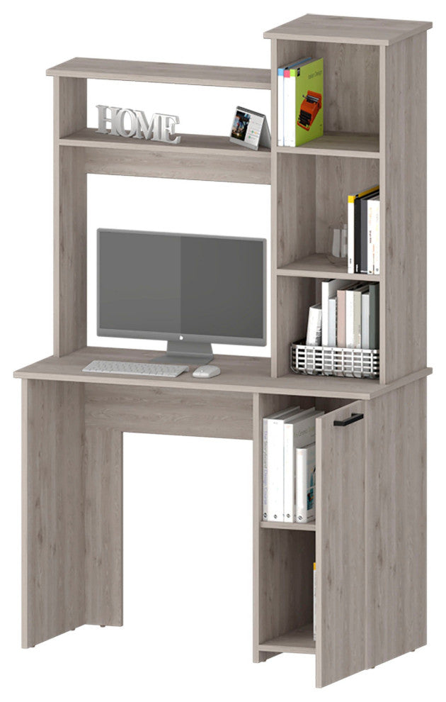 Rumford Computer Desk with Hutch and 3-Tier Storage Shelves