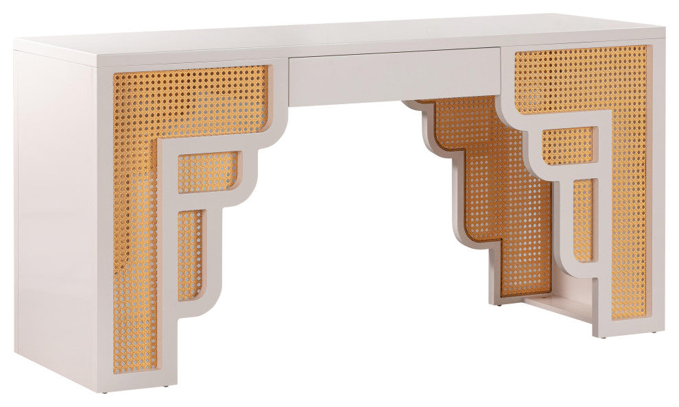 Suzie Rattan Executive Desk, Cream