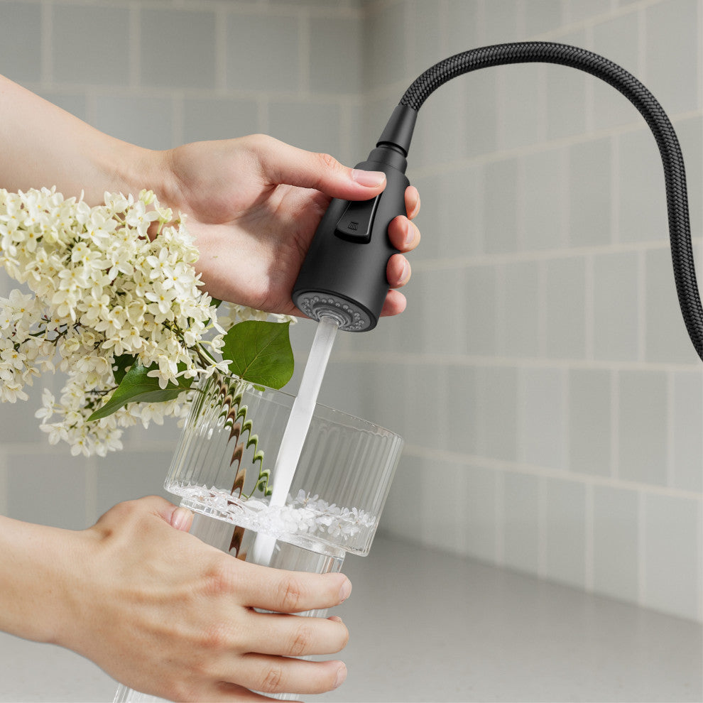 KRAUS Coda 2-Function 1-Handle Pull Down Kitchen Faucet Matte Black