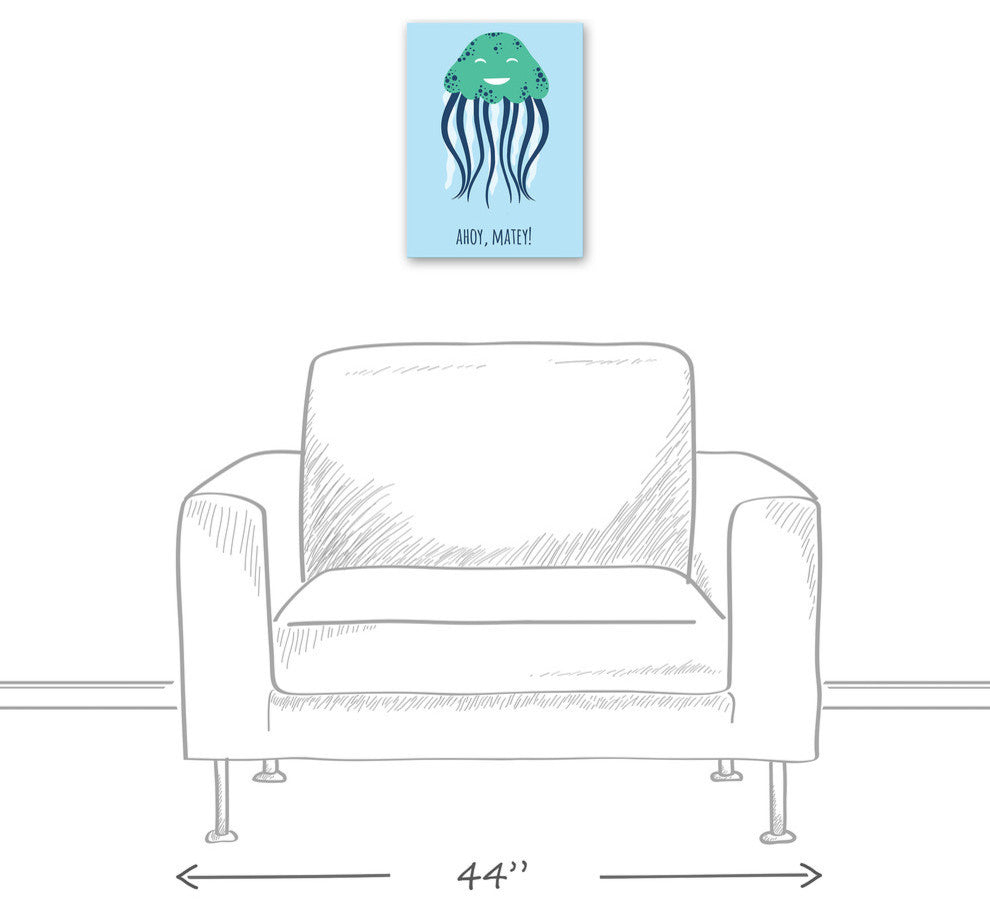 Ahoy Matey Jellyfish 12x16 Canvas Wall Art