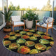 Indoor/Outdoor Kendall KE8 Black Machine Washable 8' x 8' Round Rug