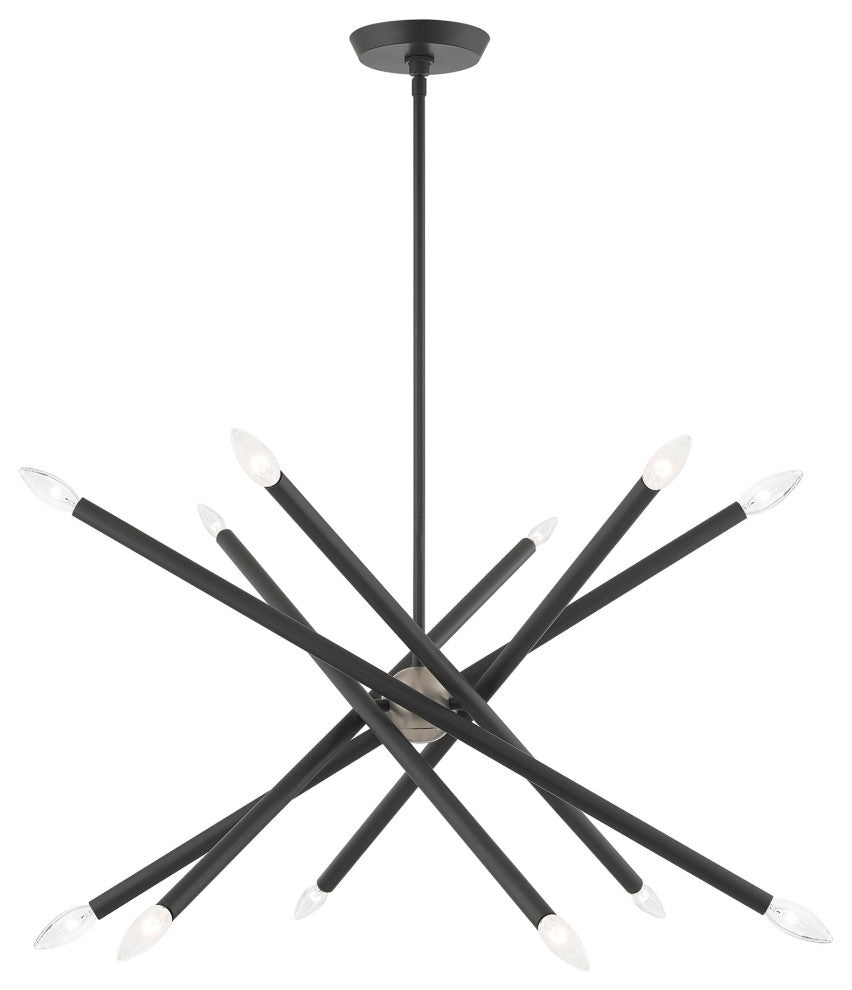 Livex Lighting Soho 12 Light Scandinavian Gray, Brushed Nickel Chandelier