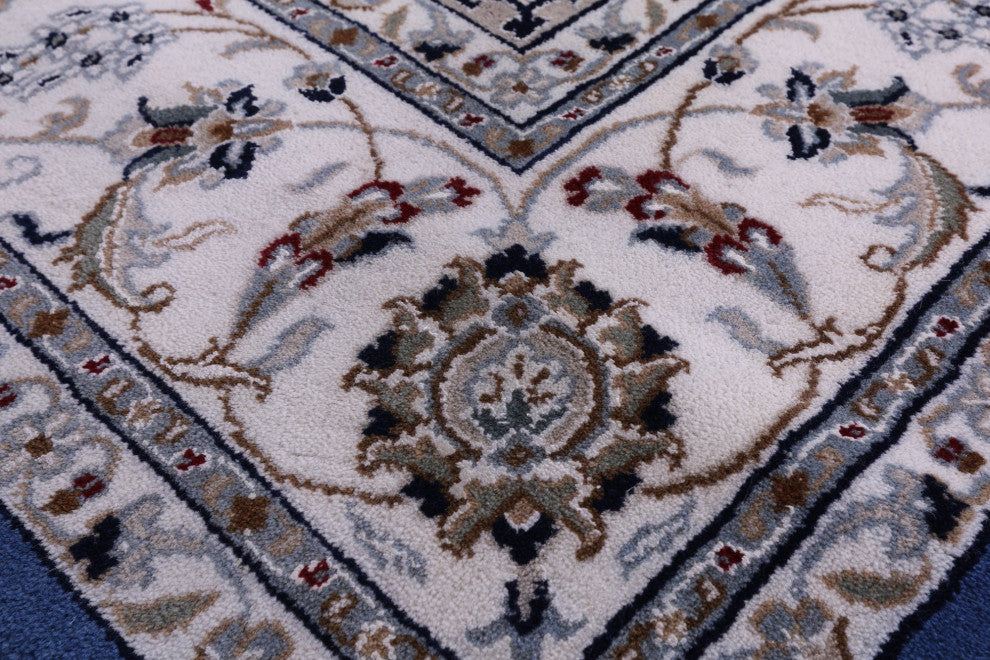 6' Square Wool and Silk Persian Nain Hand Knotted Rug Q11655