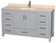 Wyndham WCS141460SGYIVUNSMXX 60 inch Vanity in Gray with Ivory Marble and Square