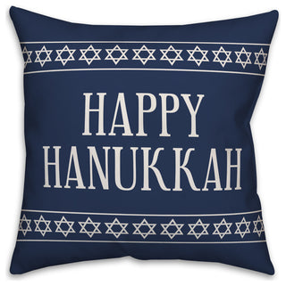 Happy Hanukkah Stars 18"x18" Throw Pillow