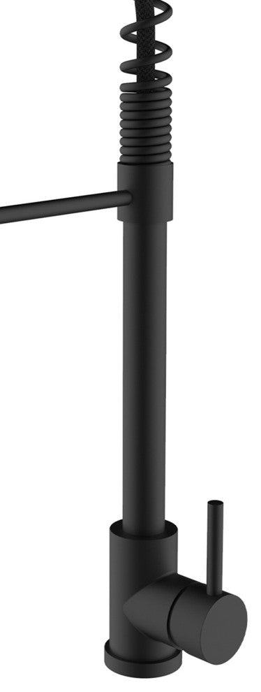 Single Handle High Arc Pull Out Kitchen Faucet in Black Finish