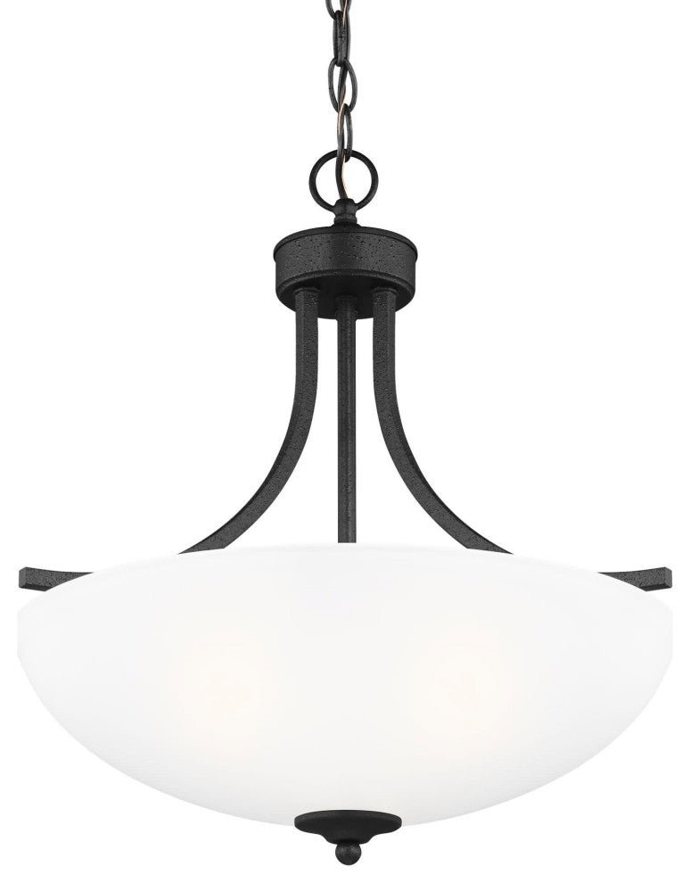 Generation Lighting 6616503 Geary 3 Light 19"W Outdoor Pendant - Midnight Black