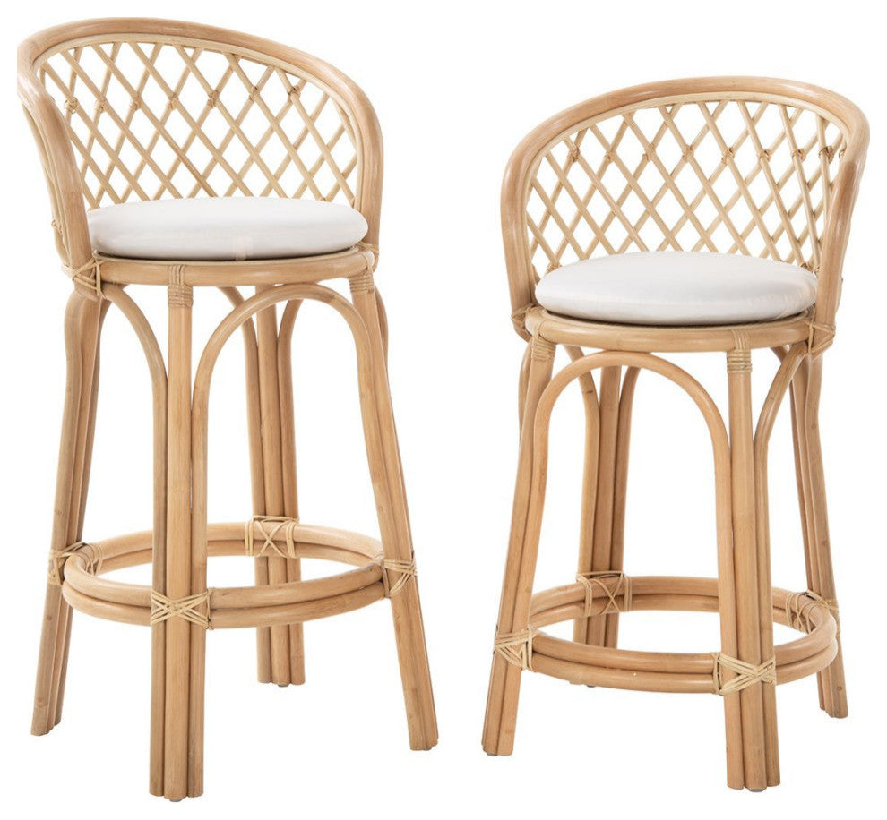 Rattan Criss-Cross Bar Stool, Natural