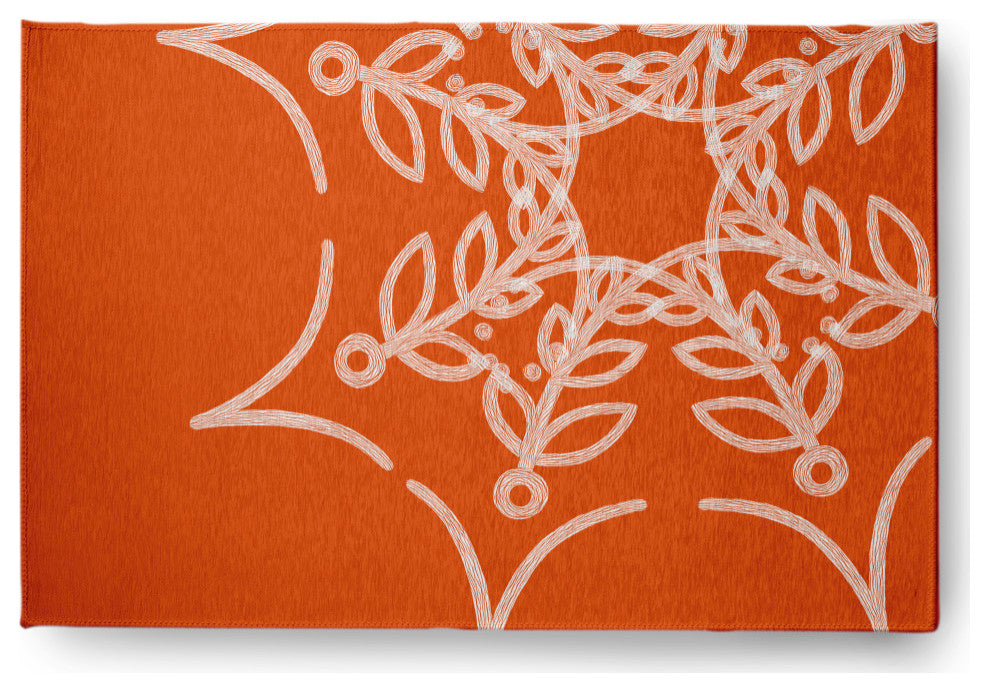 Web Art Halloween Design Chenille Area Rug, Orange, 4'x6'