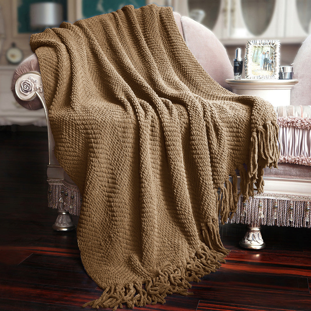 Tweed Knitted Throw Blanket, Amphora, 60"x80"